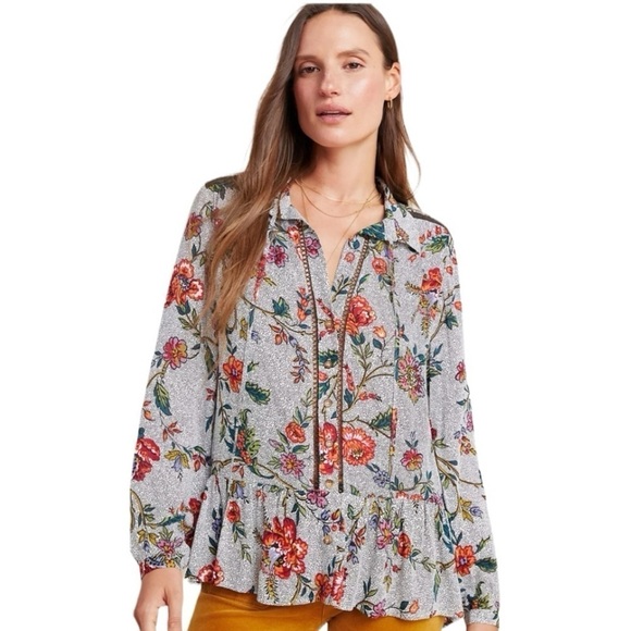 Anthropologie Maeve Janie Flounced Peasant Blouse Size 4 - Picture 12 of 12